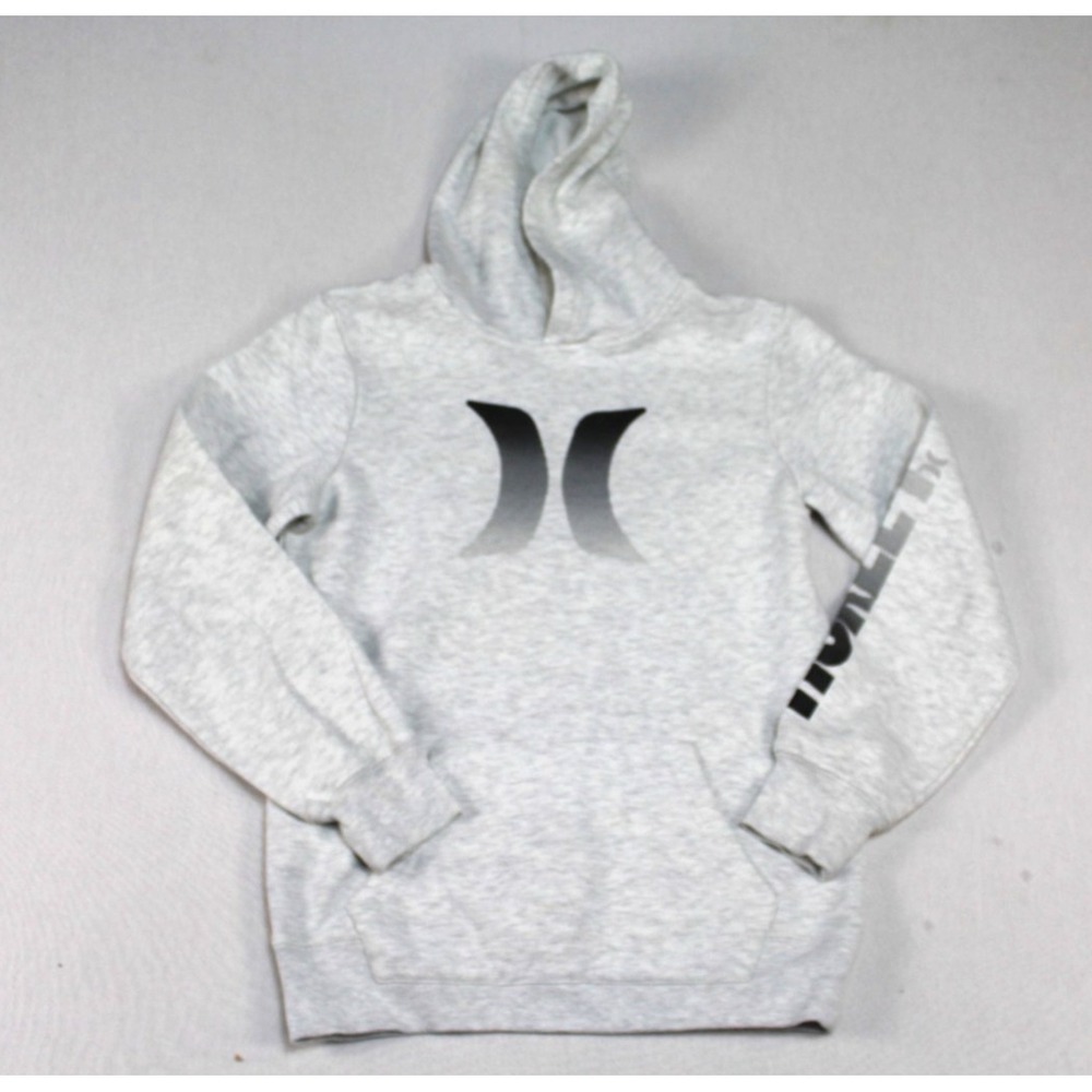 Hurley Hoodie Sweater Boys Large Gray Good Pullover Graphic Logo Long Sleeve